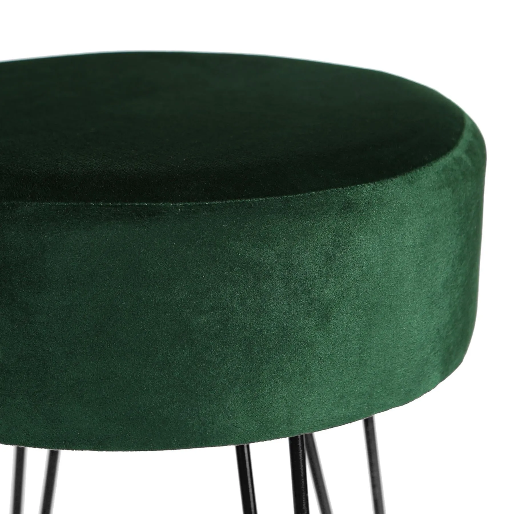 Green Round Velvet Footstool - By Harbour Housewares