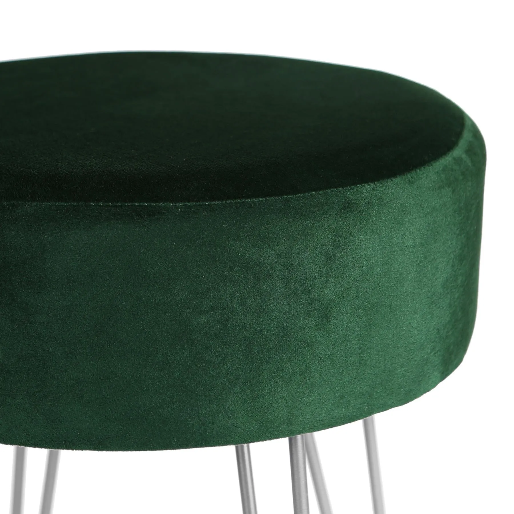 Green Round Velvet Footstool - By Harbour Housewares