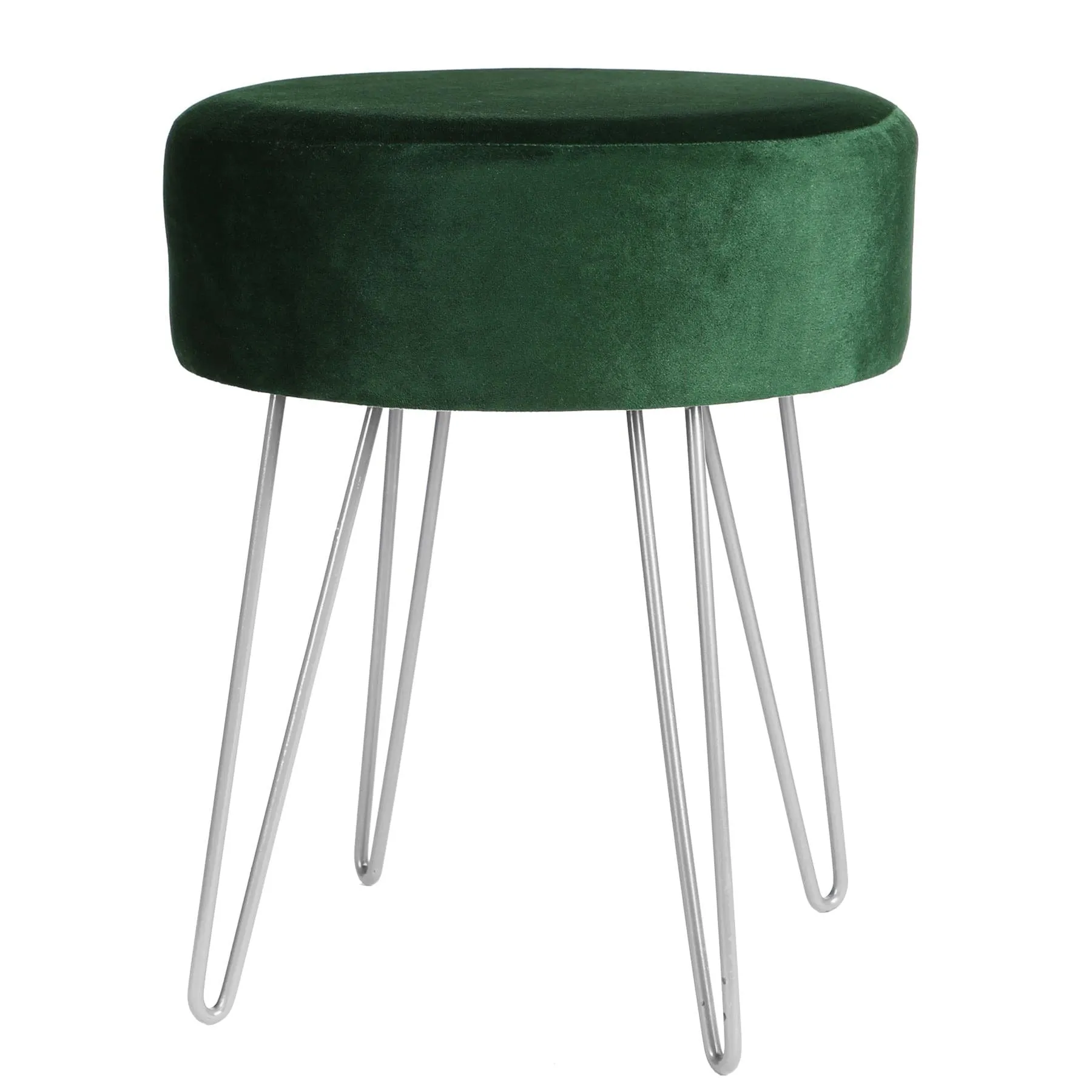 Green Round Velvet Footstool - By Harbour Housewares