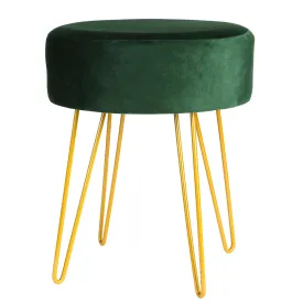 Green Round Velvet Footstool - By Harbour Housewares