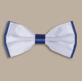 Indigo and White Double-Face Satin Bowtie