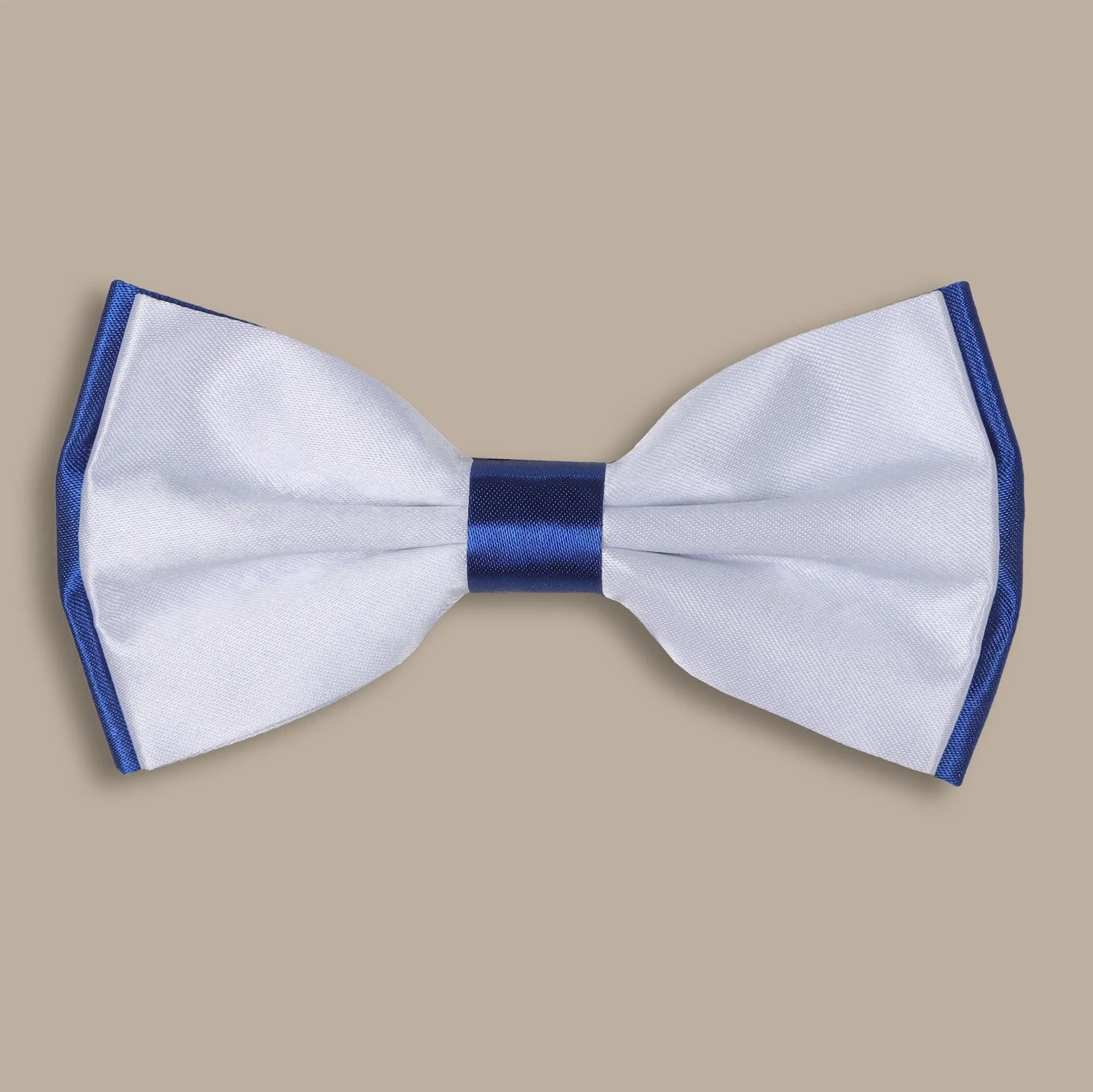 Indigo and White Double-Face Satin Bowtie