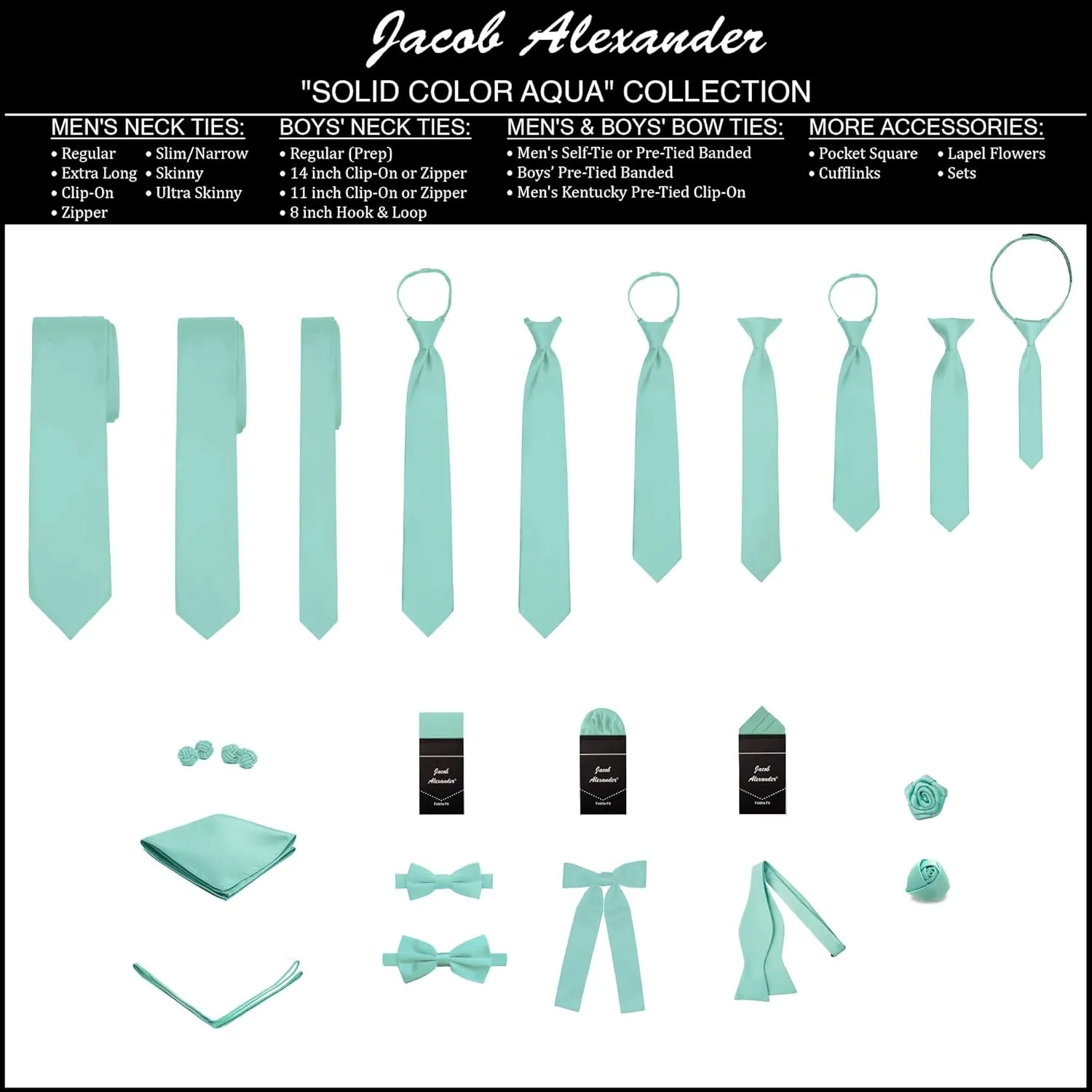 Jacob Alexander Boy's Kids Pretied Banded Adjustable Solid Color Bowtie
