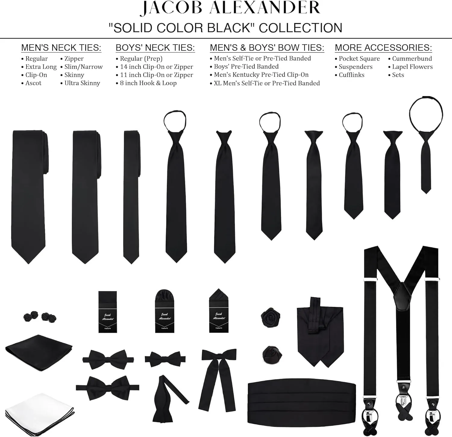 Jacob Alexander Boy's Kids Pretied Banded Adjustable Solid Color Bowtie