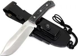JEO-TEC N45 Fixed Blade Bushcraft Knife for Survival Camping Hunting Fishing, Full Tang Knife 11" Overall, Sheath   Firesteel   Sharpener Stone, Handmade