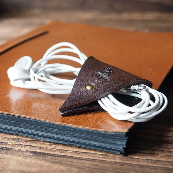 Leather Cord Holder x 2pcs #Dark Brown