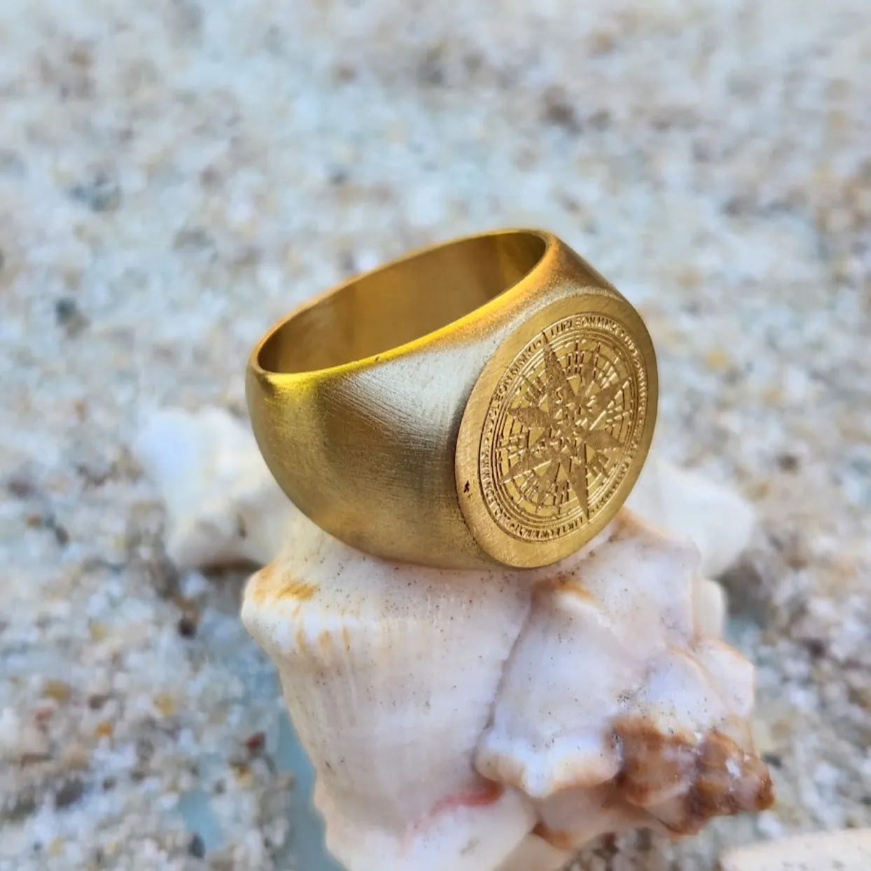 LIFE'S COMPASS - WATERPROOF 18K GOLD RING