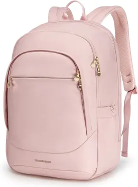 LIGHT FLIGHT Travel Laptop Backpacks for Women, 17.3 inches Laptop Backpack with USB Charging Hole, Water Resistant College Bookbag, Large Capacity Computer Backpacks for Work, Pink
