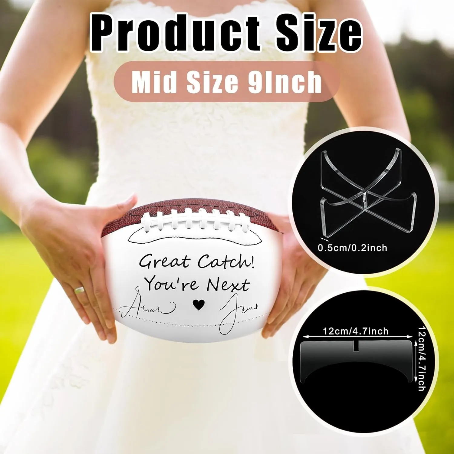 Liliful Wedding Football Autograph Football with 1 Stand 1 Signature Pen 1 Pump for Wedding Reception Game Favor