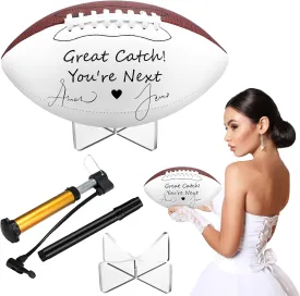 Liliful Wedding Football Autograph Football with 1 Stand 1 Signature Pen 1 Pump for Wedding Reception Game Favor