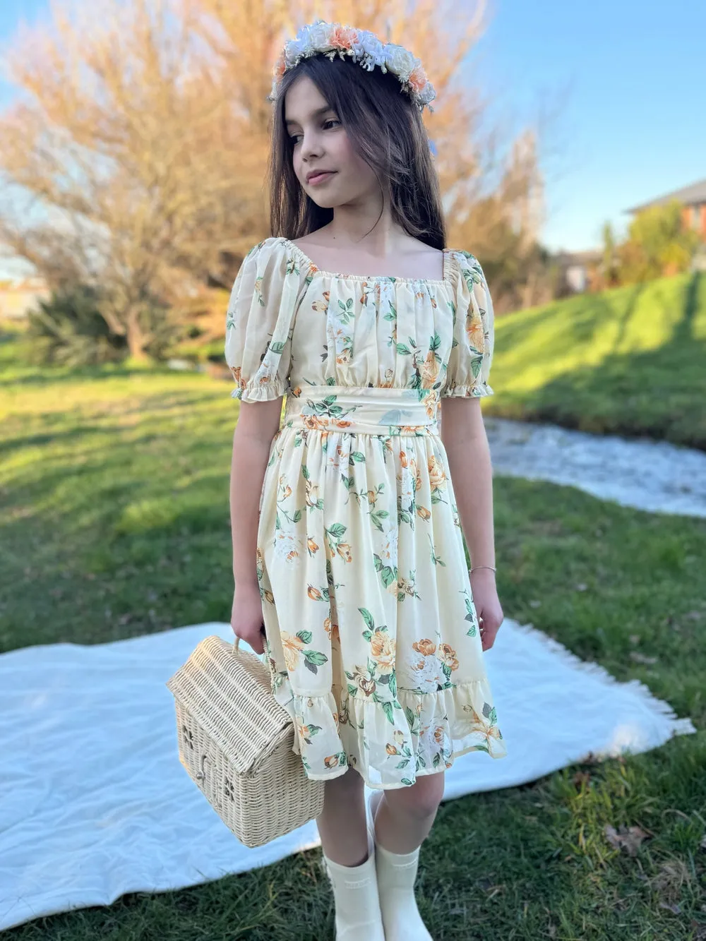 Matilda Girls Yellow Floral Dress