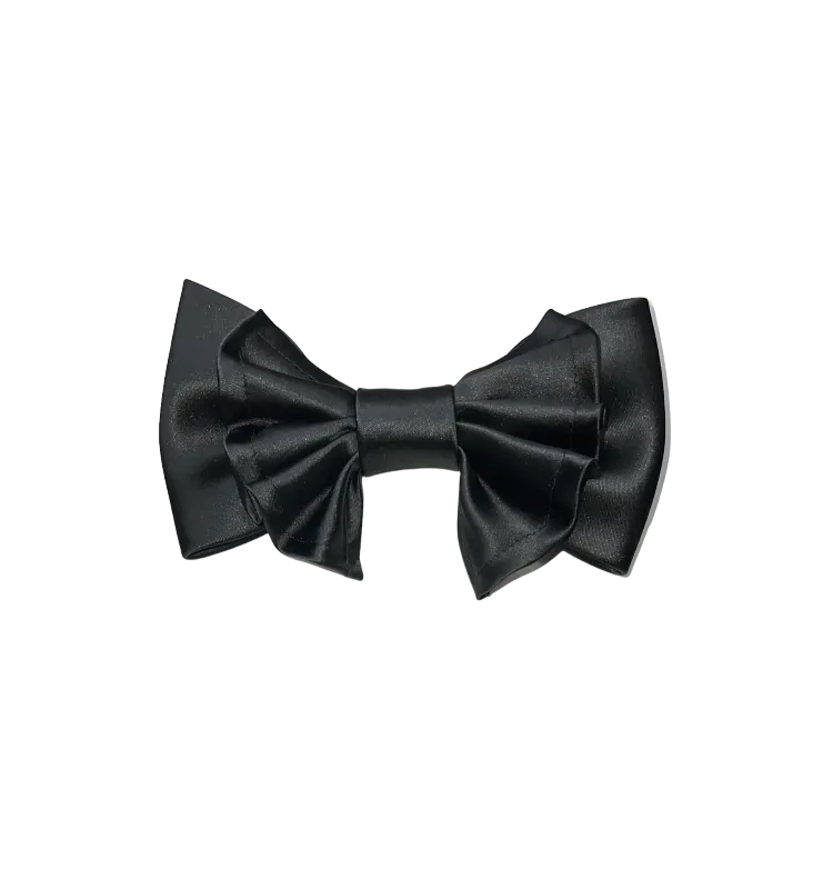Men's Black Big Satin Bowties with Hanky