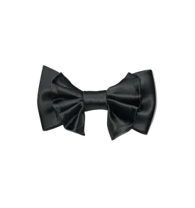 Men's Black Big Satin Bowties with Hanky