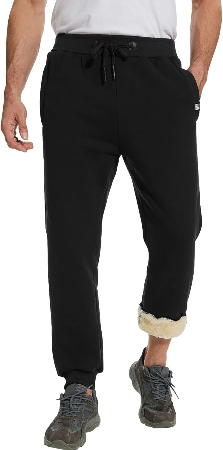 PEHMEA Fleece Joggers Pants for Men Winter Active Running Sherpa Lined Sweatpants