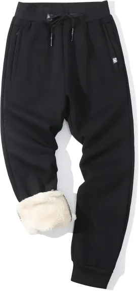 PEHMEA Fleece Joggers Pants for Men Winter Active Running Sherpa Lined Sweatpants