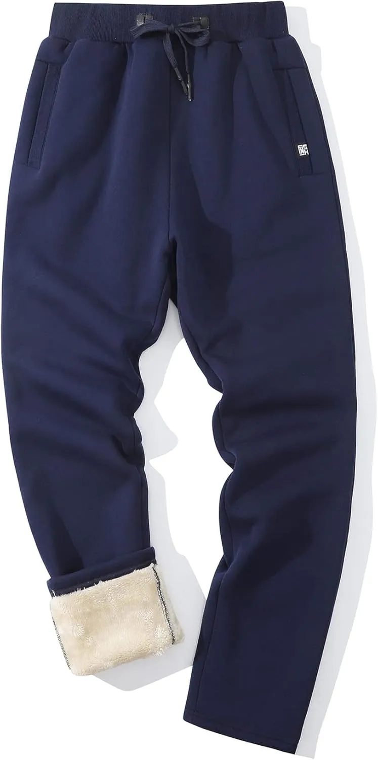 PEHMEA Fleece Joggers Pants for Men Winter Active Running Sherpa Lined Sweatpants