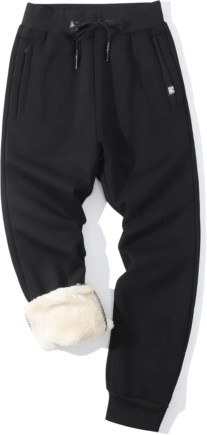 PEHMEA Fleece Joggers Pants for Men Winter Active Running Sherpa Lined Sweatpants