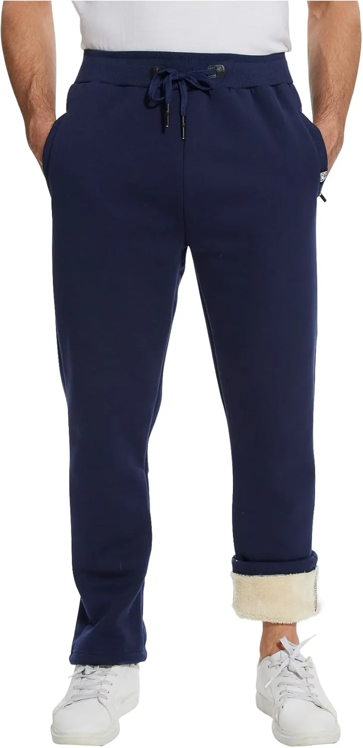 PEHMEA Fleece Joggers Pants for Men Winter Active Running Sherpa Lined Sweatpants