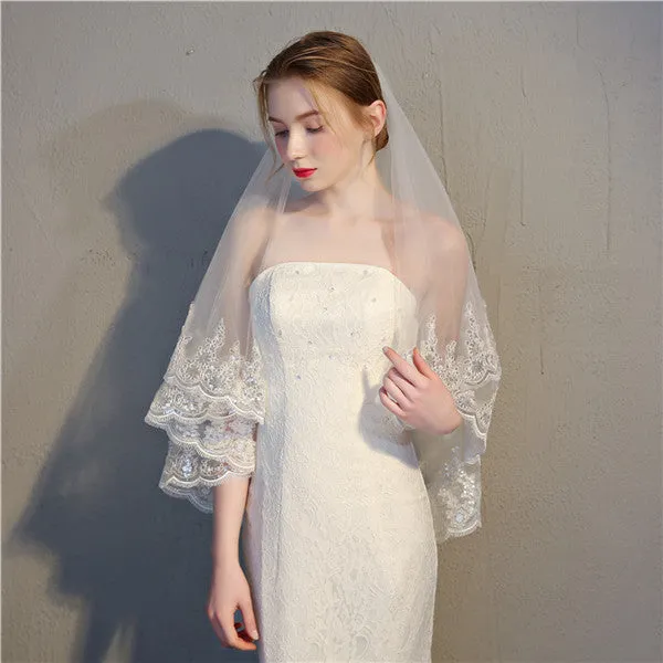 Popular Tulle Wedding Veils Appliqued Lace Wedding Veils WV001