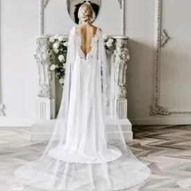 "Carmella" - Lace Bridal Cape Veil - Cathedral Length