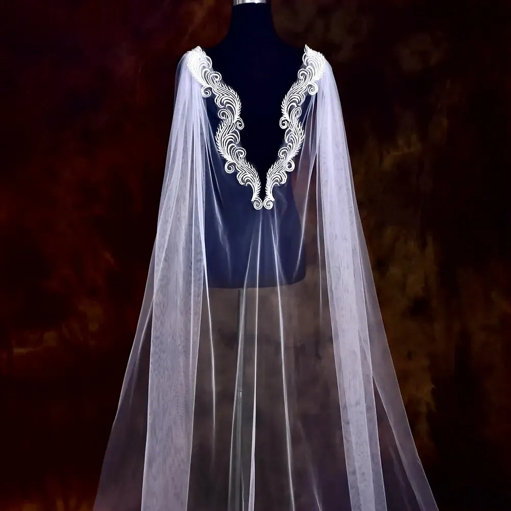 "Carmella" - Lace Bridal Cape Veil - Cathedral Length