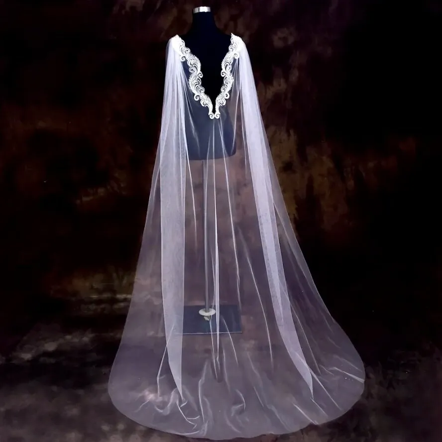 "Carmella" - Lace Bridal Cape Veil - Cathedral Length