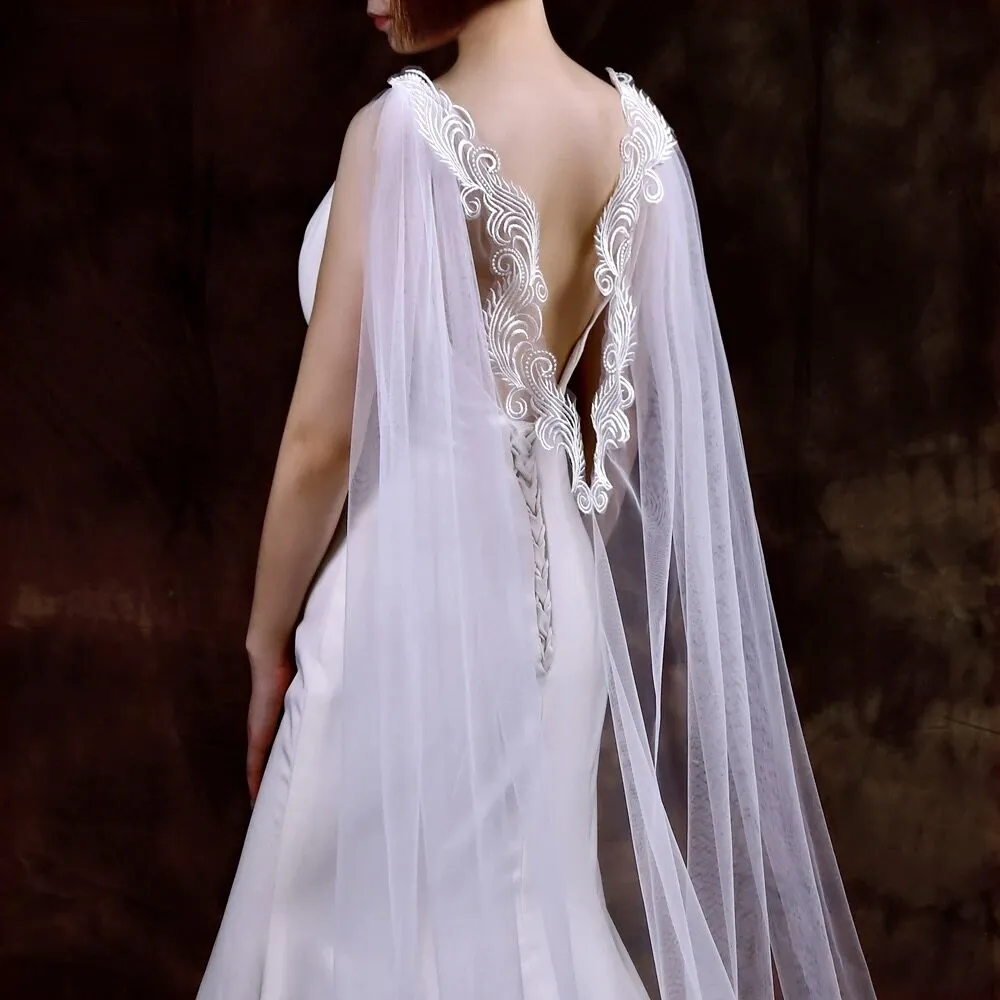 "Carmella" - Lace Bridal Cape Veil - Cathedral Length