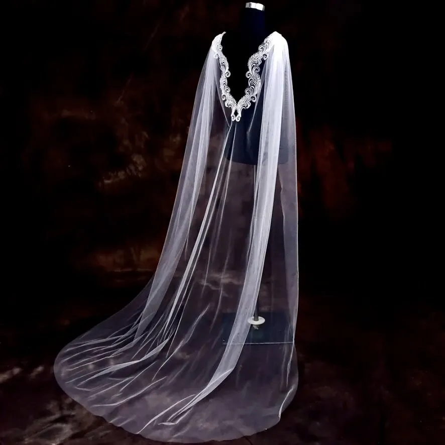 "Carmella" - Lace Bridal Cape Veil - Cathedral Length