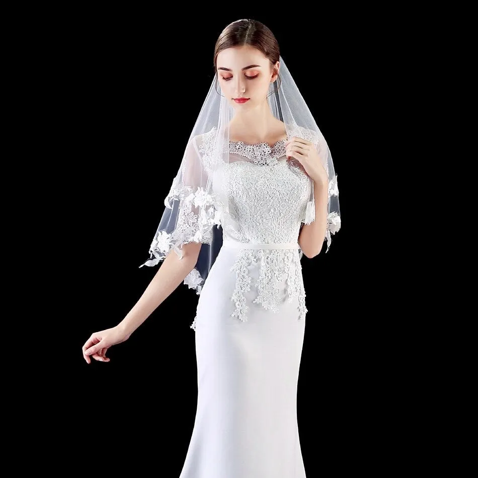 "Granada" - Ivory Lace Edge Fingertip Bridal Veil