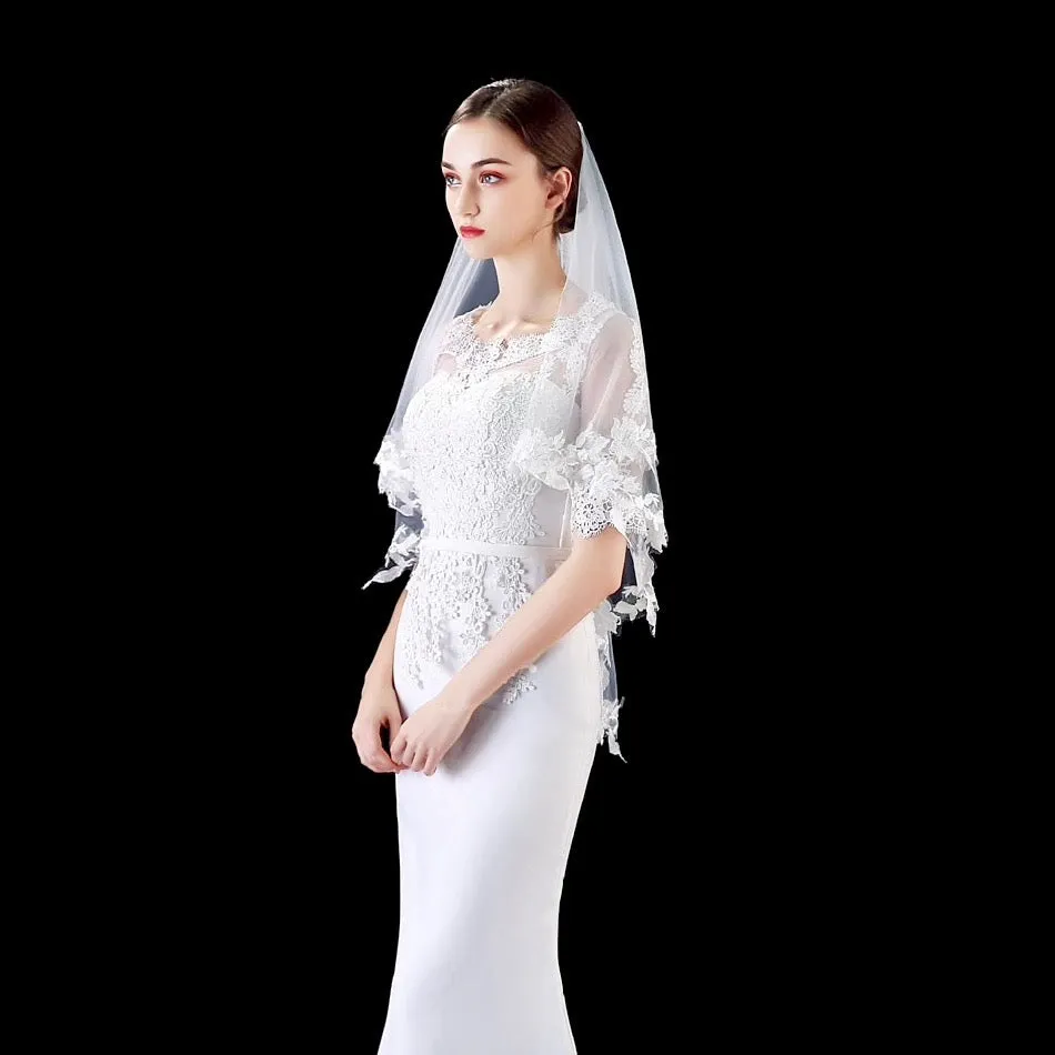 "Granada" - Ivory Lace Edge Fingertip Bridal Veil