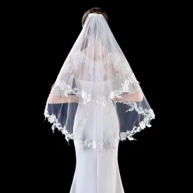 "Granada" - Ivory Lace Edge Fingertip Bridal Veil