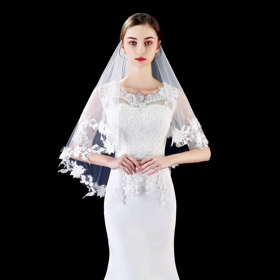 "Granada" - Ivory Lace Edge Fingertip Bridal Veil