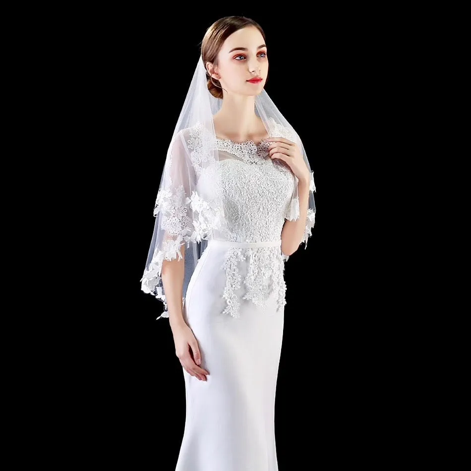 "Granada" - Ivory Lace Edge Fingertip Bridal Veil