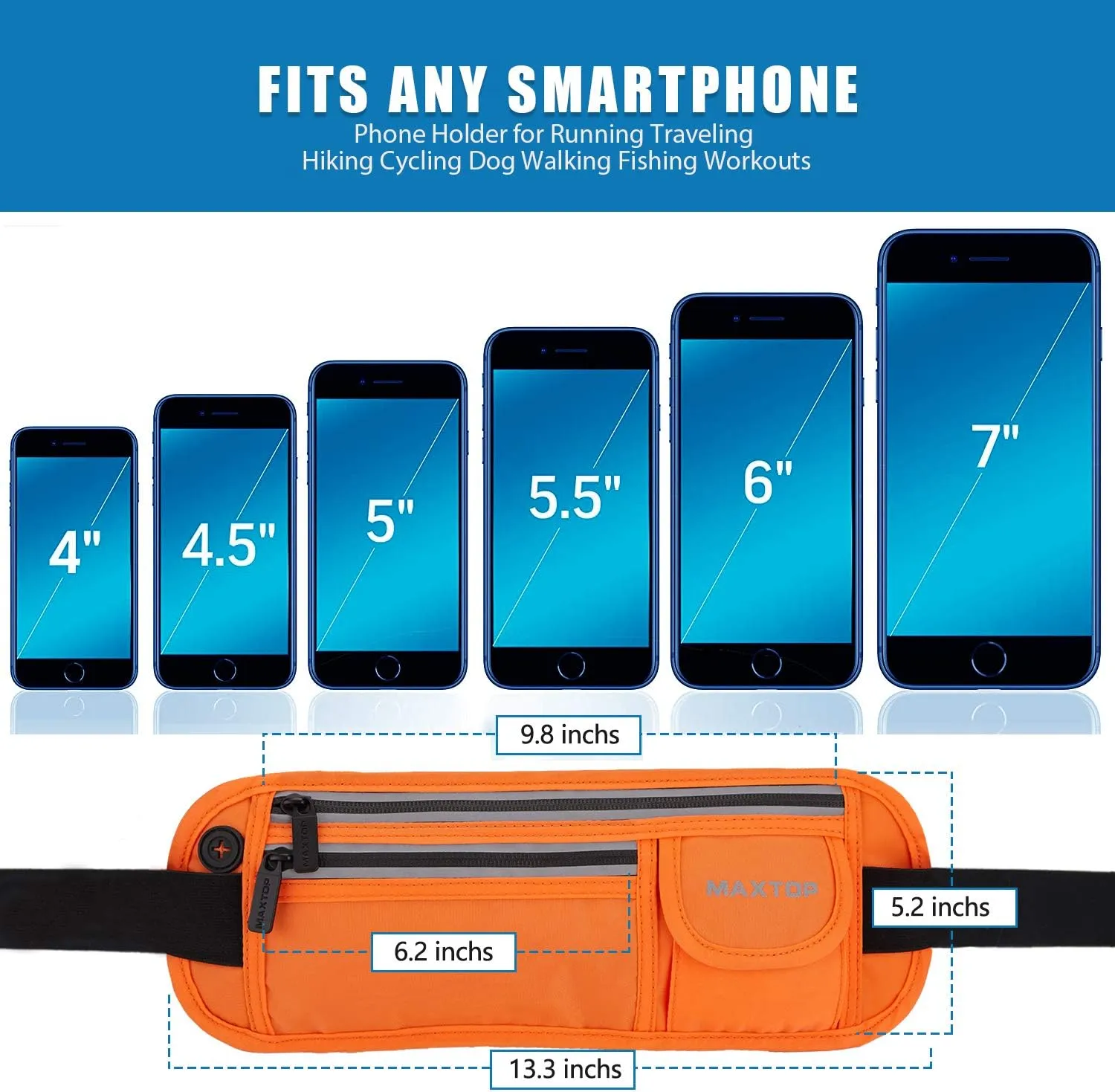 Slim Running Belt Fanny Packs for Women Men, Reflective Waist Pack Phone Holder for Walking Fitness Workout Exercise,Water Resistant Running Travel Belt Bag Jogging Pouch, Gym Accessories for Runner