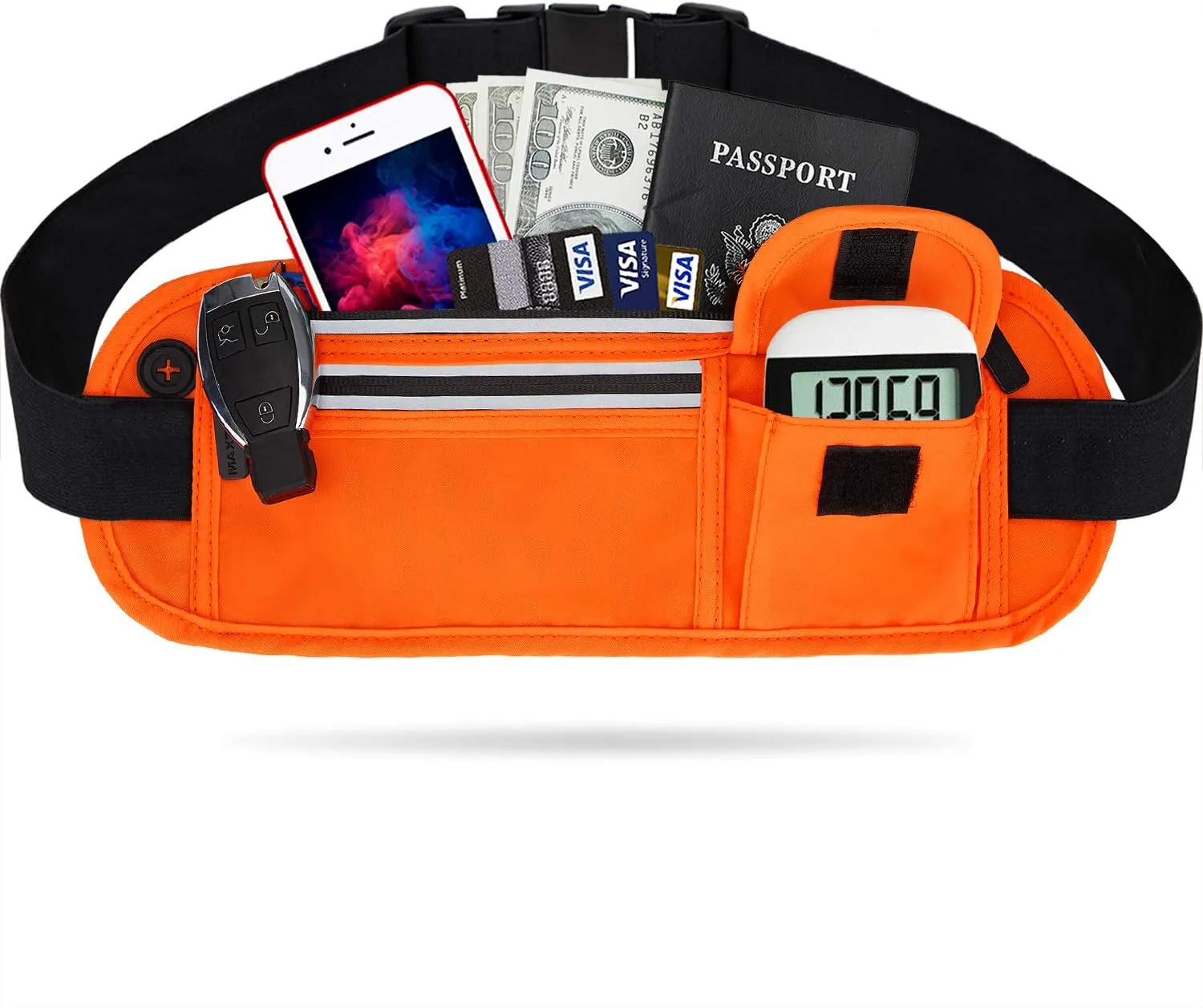 Slim Running Belt Fanny Packs for Women Men, Reflective Waist Pack Phone Holder for Walking Fitness Workout Exercise,Water Resistant Running Travel Belt Bag Jogging Pouch, Gym Accessories for Runner
