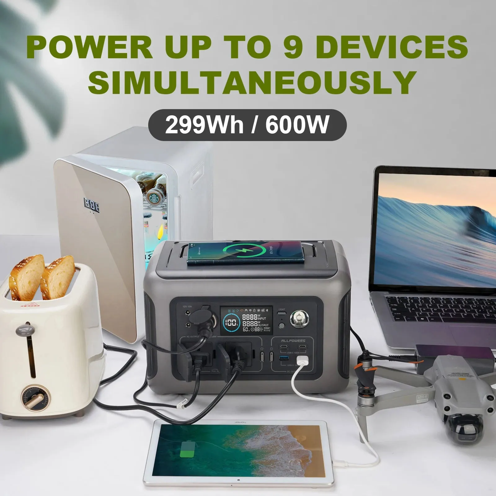 Solar Portable Power station Battery for Home Backup and Outdoors Camping RV