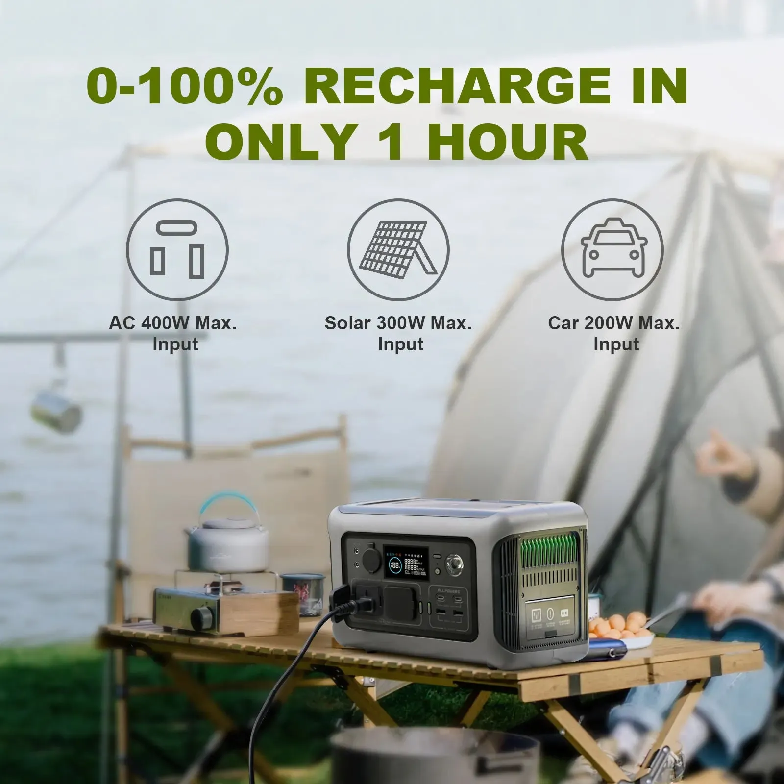 Solar Portable Power station Battery for Home Backup and Outdoors Camping RV
