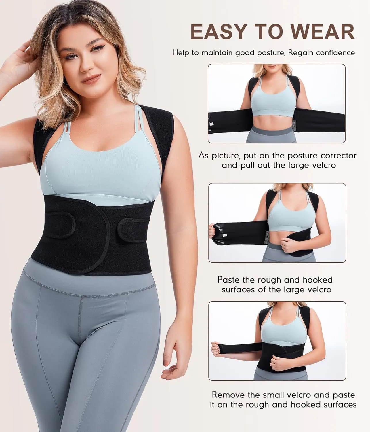 URSEXYLY Back Brace Posture Corrector for Women Adjustable Shoulder Straightener Full Back Support Upper and Lower Back Pain Relief,Spine Back Straightener Posture Corrector (Black, Medium)