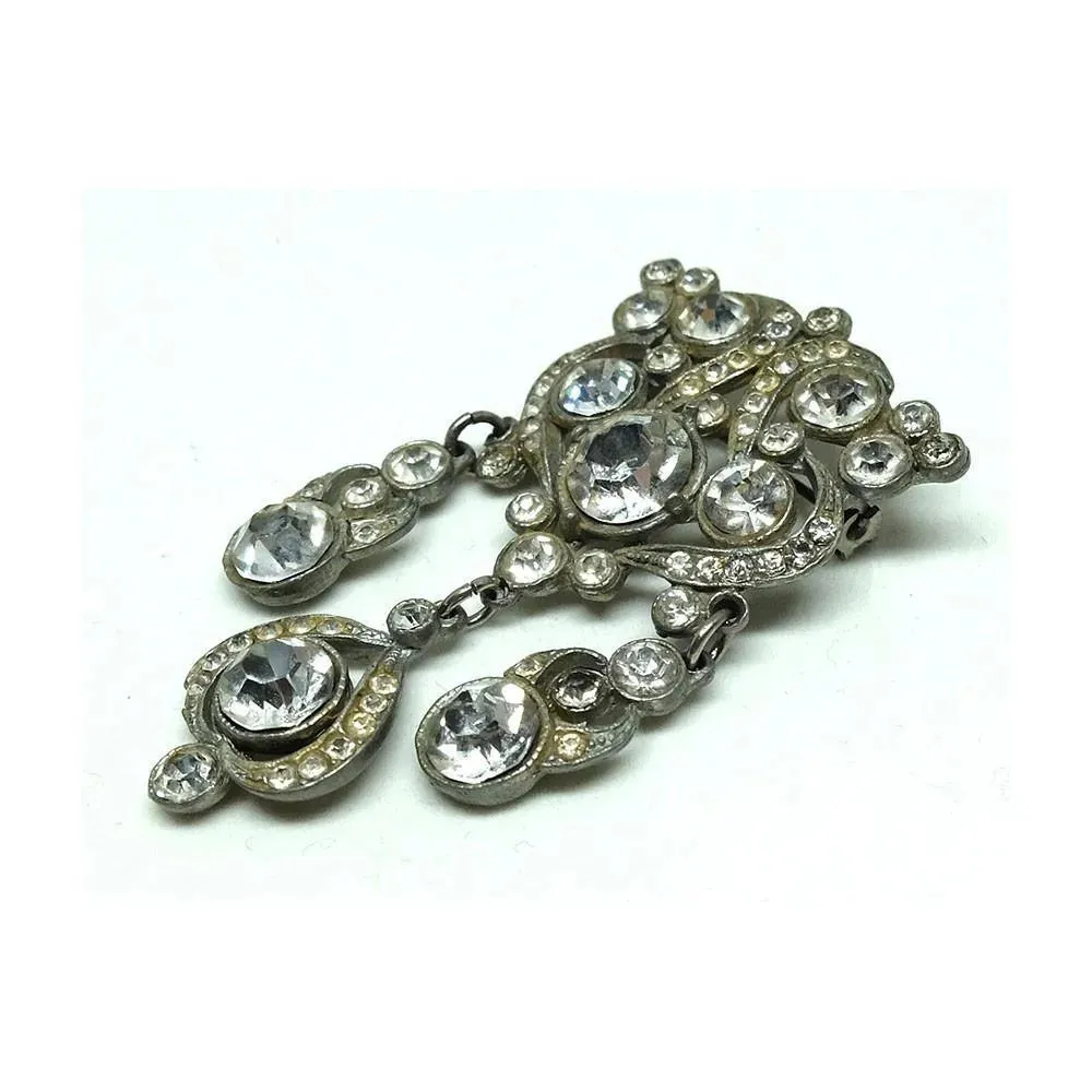 Vintage 1930s Diamante Drop Brooch