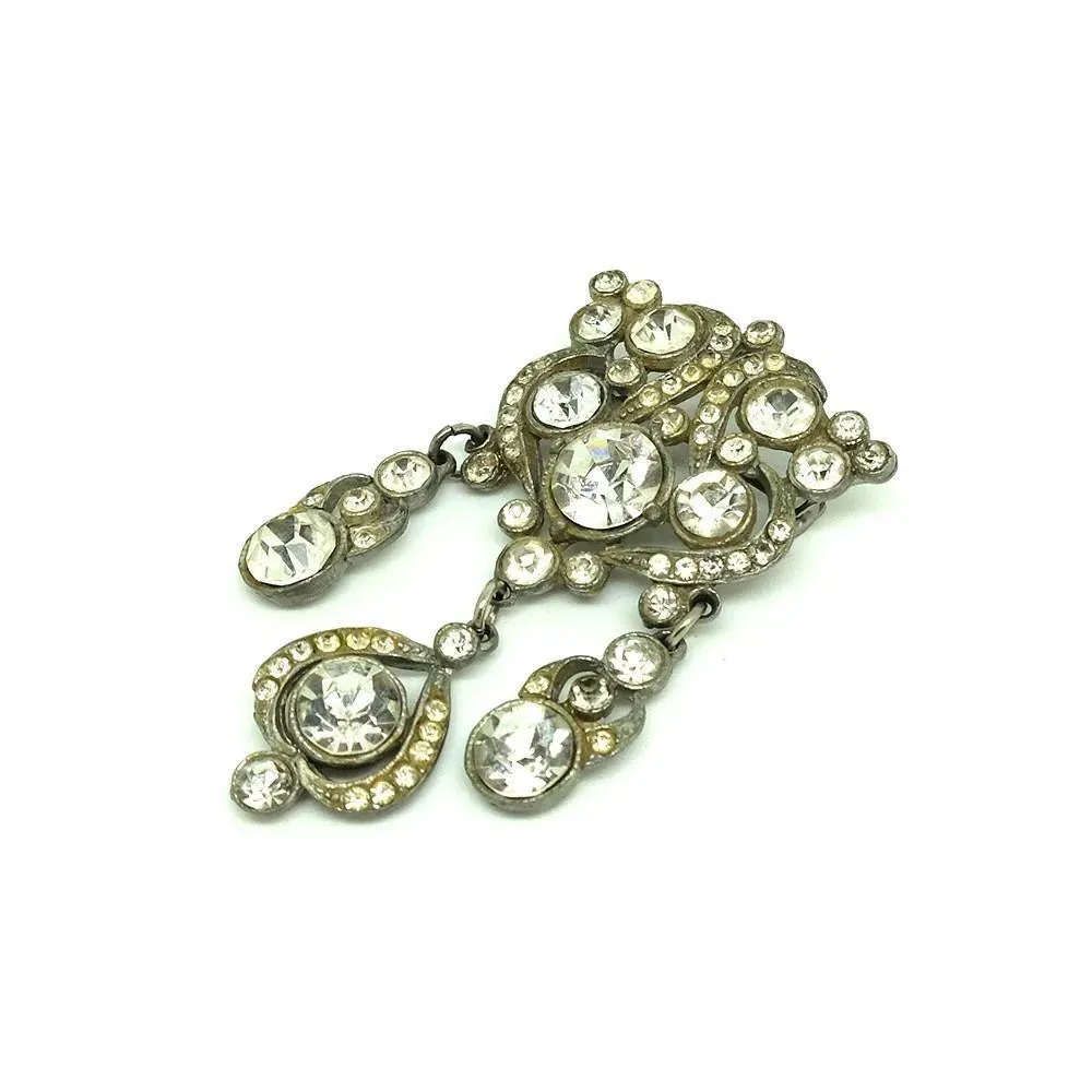 Vintage 1930s Diamante Drop Brooch