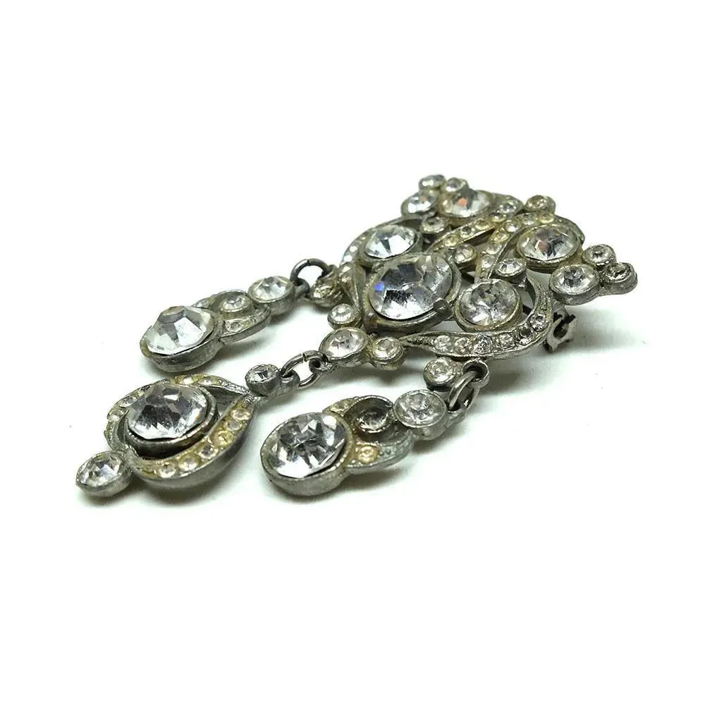 Vintage 1930s Diamante Drop Brooch
