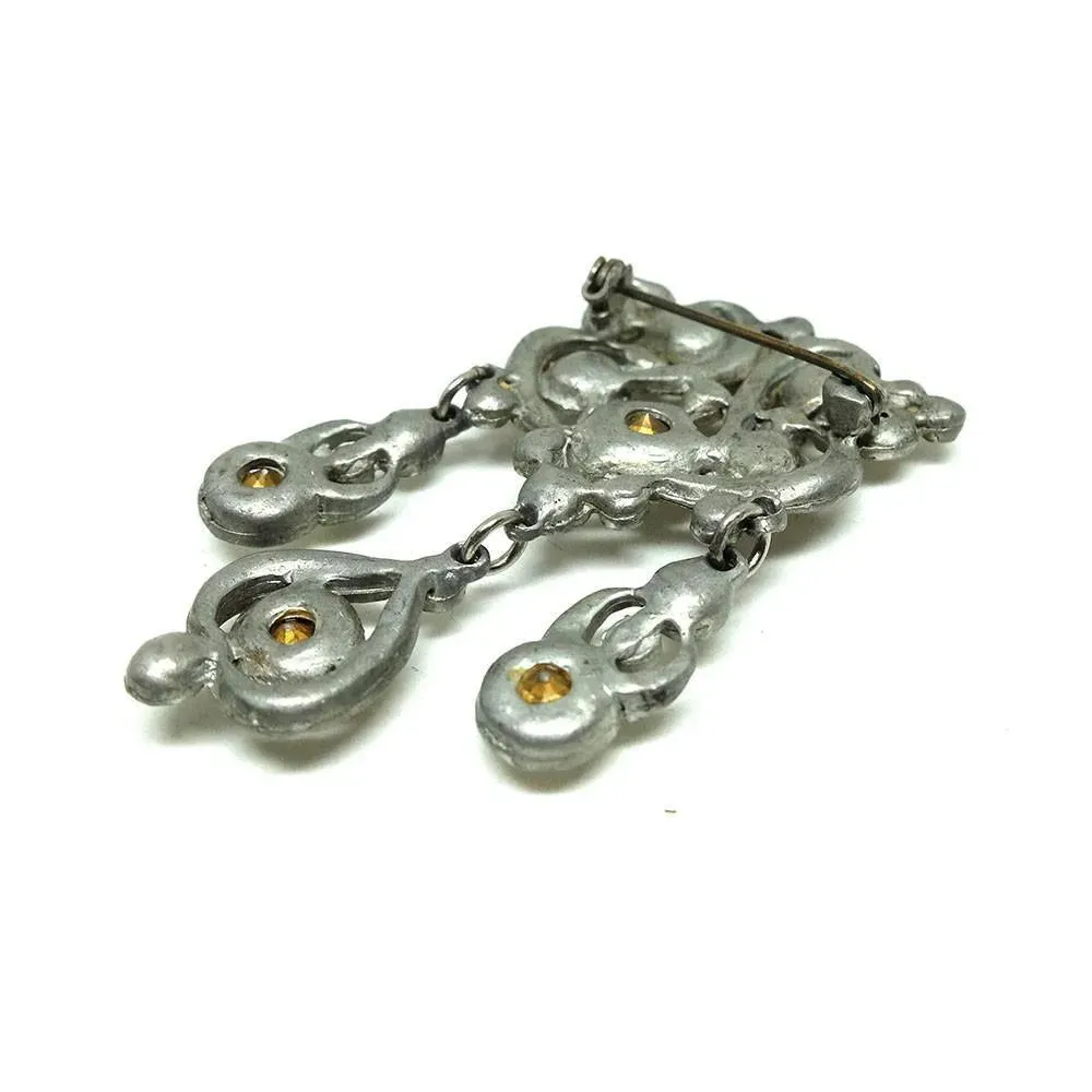 Vintage 1930s Diamante Drop Brooch