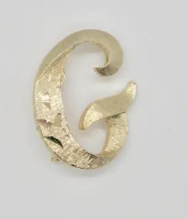 Vintage MAMSELLE Textured Goldtone "G" Initial Brooch