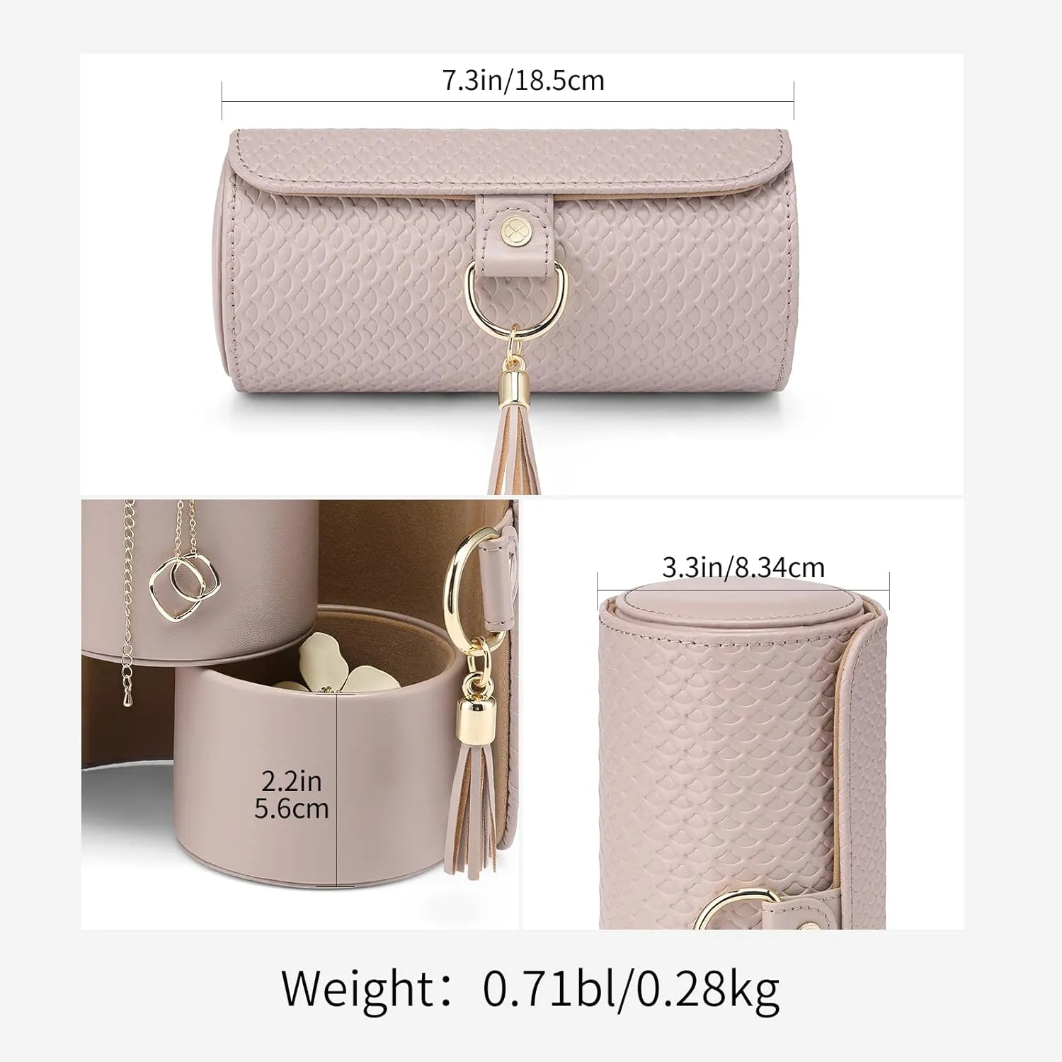 Vlando Travel Jewelry Box, Travel Jewelry Case for Women Girls, Earring organizer Necklacke Organizer Ring Organizer Box with Hand-held Design for Travelling - Grey Khaki Inner