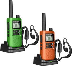 Walkie Talkies Long Range with Call Alert NOAA Dual Watch Flashlight LCD Display VOX 22 Channels, Walkie Talkies for Adults with Charging Dock and Earpieces Li-ion Battery2 Pack