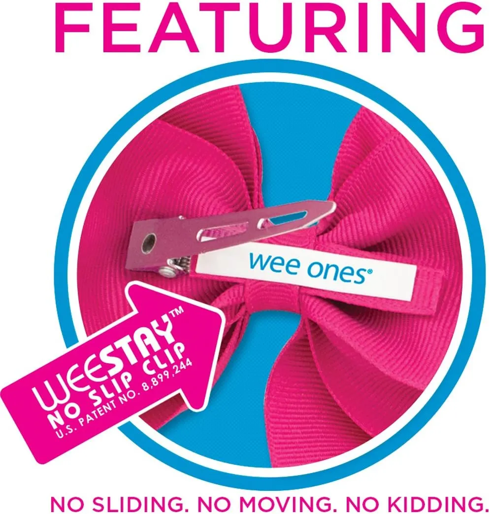Wee Ones Girl's French Satin Bowtie with Streamer Tails on a WeeStay No-Slip Hair Clip