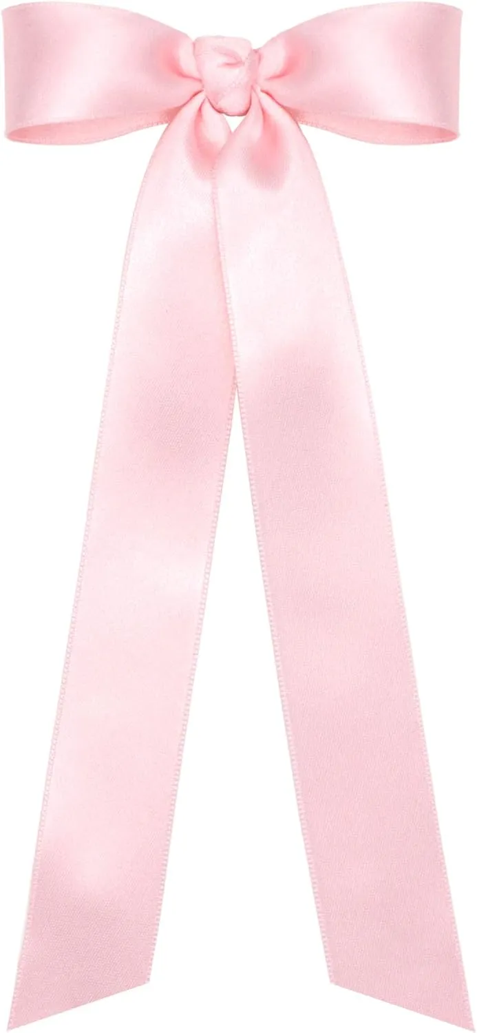 Wee Ones Girl's French Satin Bowtie with Streamer Tails on a WeeStay No-Slip Hair Clip